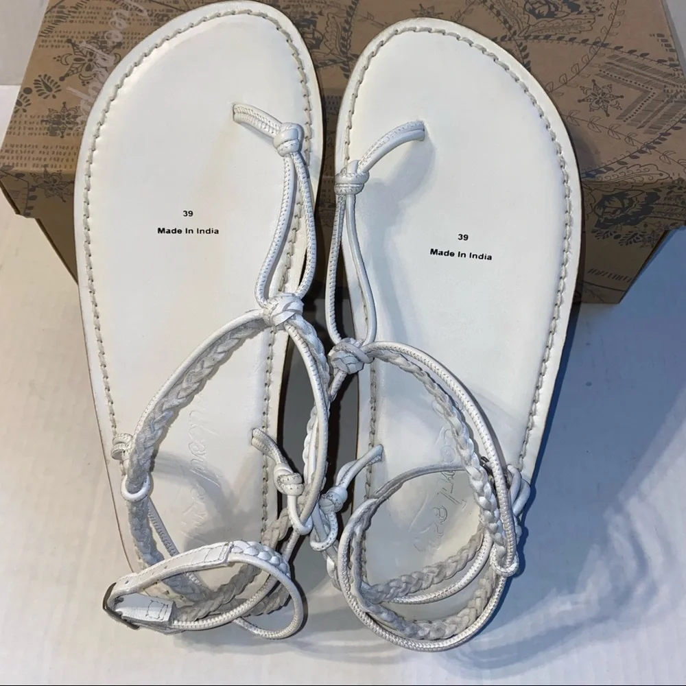 Free People Caroline Cali White Leather Boho Strappy Sandal NWT